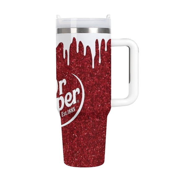 Dr.Pepper Cute car mug travel mug with handle and transparent straw 40oz
