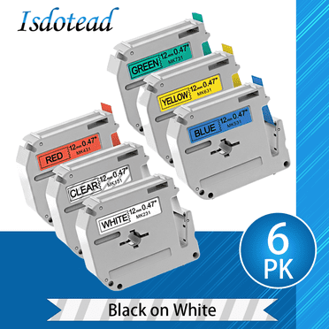 LM Tapes Brother PT-D600 Compatible Label Tape - 1/4 Inch White On Clear 26.2 Ft