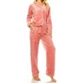 thumbnail image 2 of Womens Ladies Fleece Button Up PJ Pajama Set, Pink - Jacquard Print (1 set), Size M, 2 of 3