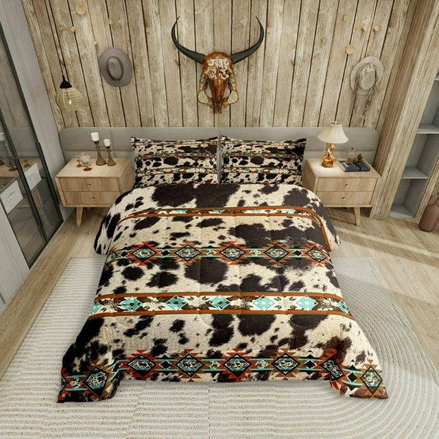SUTENGDA Farmhouse 3-Piece Animal Floral Comforter Set Full