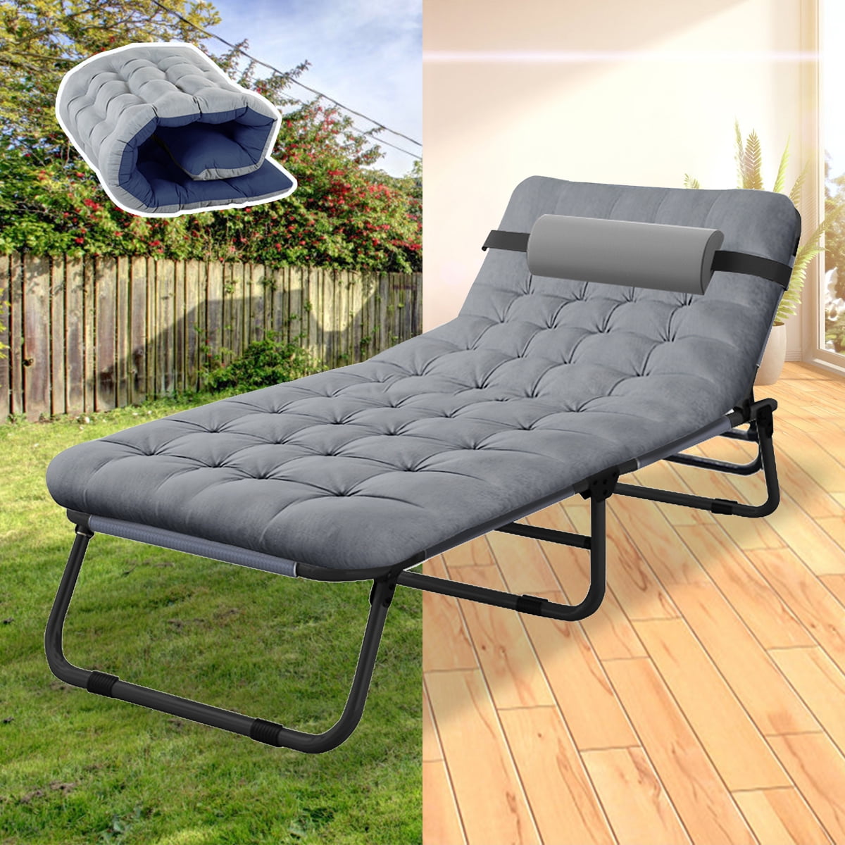 ABORON Folding Camping Cot for Adults, Adjustable 4Position Reclining