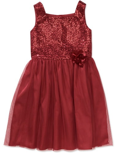 George Girls' Sequin Mesh Dress - Walmart.com