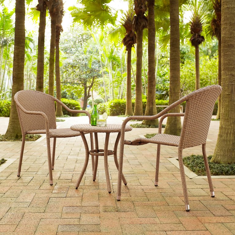 Crosley Furniture Palm Harbor 3 Piece Outdoor Wicker Cafe Seating