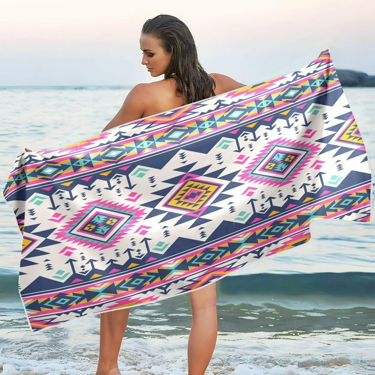 Coolnut Microfiber Beach Towels Tribal Ethnic Geometric Sand Free