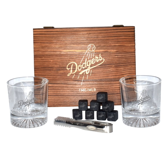 The Memory Company Los Angeles Dodgers 2-Pack Rocks Glass Box Set with Stone Cubes