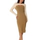 thumbnail image 1 of Vestido midi de corte con cuello redondo de manga larga para mujer Inspire Chic, vestido de suéter de bloques de color XL Beige-Khaki, 1 of 6
