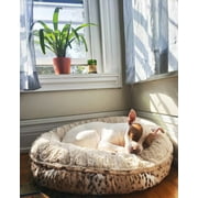 Angle View: Bessie and Barnie Signature Aspen Snow Leopard / Natural Beauty Luxury Extra Plush Faux Fur Bagel Pet/ Dog Bed