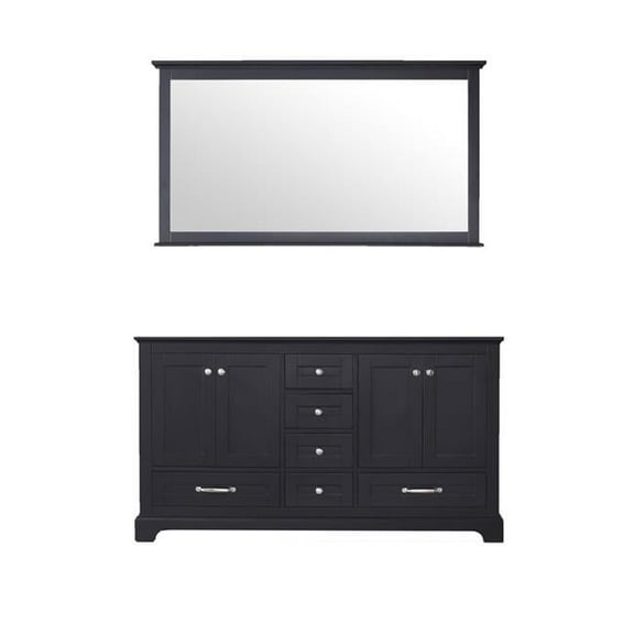 60 in. Dukes Double Vanity with No Top & 58 in. Mirror - Espresso