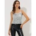 thumbnail image 3 of INSPIRE CHIC Camisola Brillante Con Lentejuelas Del Día De San Patricio Para Mujer Club Party Sparkle Cami Top Color Blanco plateado L, 3 of 5