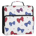 thumbnail image 2 of Water-Resistant 3-Ring Binder Organizer with Multiple Pockets Zipper Binder Bag for Office Red and Blue Stripe Bows, 2 of 8