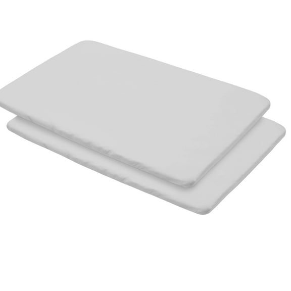 BreathableBaby All-in-One Fitted Sheet Waterproof Cover, For 39" x 27"/99 x 69 cm Play Yard Mattress, Gray (2-Pack)