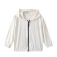 thumbnail image 5 of Xfvqtps Kids Children Cooling Sun Protection Jacket UPF50+ Hoodie Zip up Long Sleeve Solid Color Lightweight Summer Thin Tops for Camping Hiking Cycling Running 2-12Y White, 5 of 7