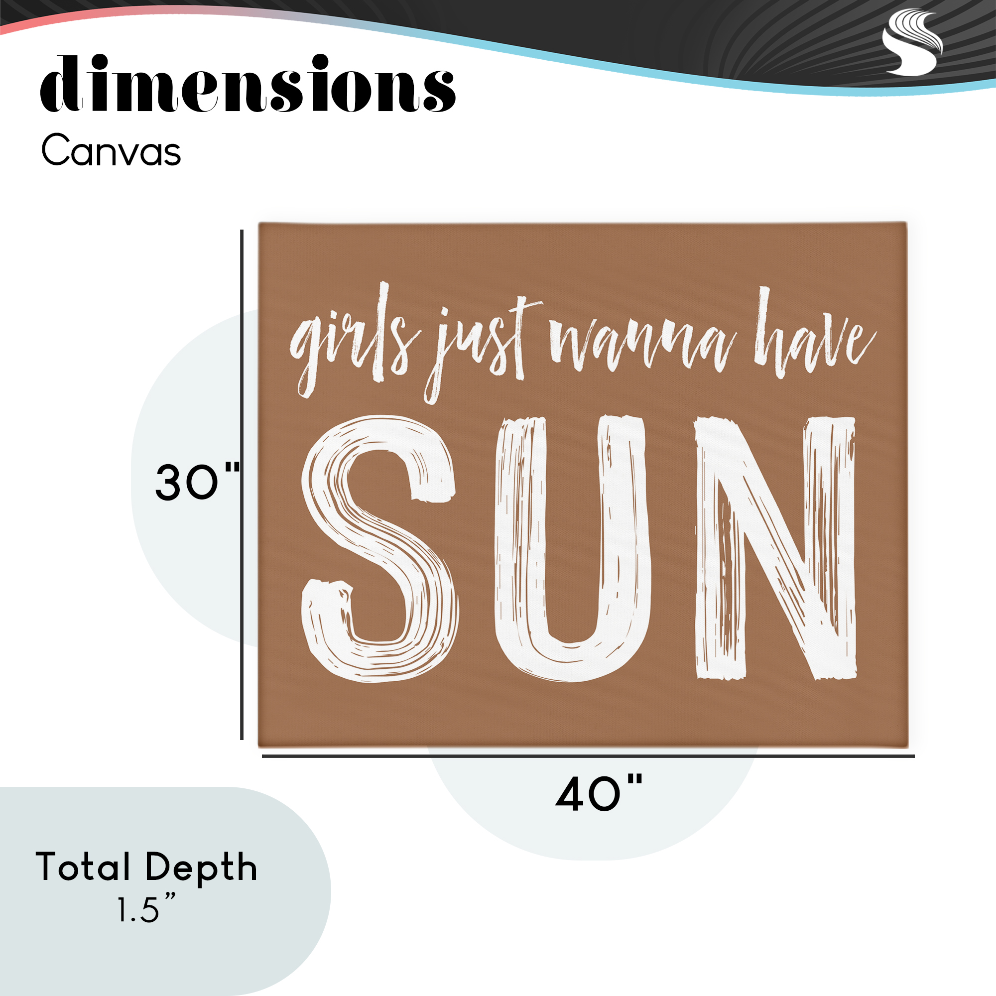 Girls Wanna Have Sun Brown Canvas Wall Art, design by Lettered and Lined
