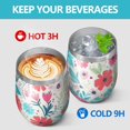 thumbnail image 4 of 12oz Stemless Wine Tumblers Pioneer Flower Vacuum Insulated Stainless Steel Travel Tumbler Cups Mug with Lid and Straw for Champaign,Cocktail,Beer with Cleaning Brush, 4 of 5