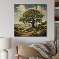 thumbnail image 2 of Designart "Lone Oak Countryside painting" Landscapes Print on Natural Pine Wood, 2 of 5