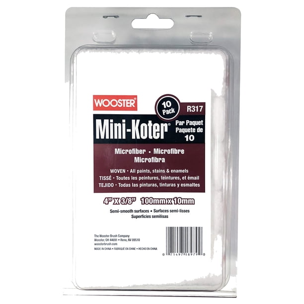 Rodillo de pintura Wooster Mini-Koter R317, 10 unidades, microfibra de 4 pulgadas