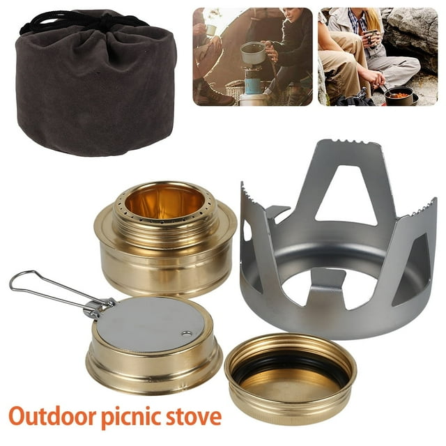 AMERTEER Réchaud à Alcool Portable Mini pour l'Extérieur, Brûleur Ultraléger, Batterie de Cuisine de Camping pour Camping, Randonnée, Backpacking, Pique-Nique