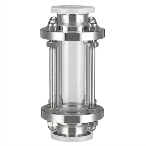 Mirilla de Caudal de Triple Abrazadera de 1,5 Pulgadas, Compatible con Tubos de 38 mm de Diámetro Exterior, de Acero Inoxidable 304, Recta.