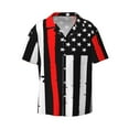 thumbnail image 3 of Goofa Firefighters USA Flag Printed Men's Casual Short-sleeved Shirt,Lightweight Breathable Button-down,Summer Casual men's top,Versatile Fashion shirt-4X-Large, 3 of 7
