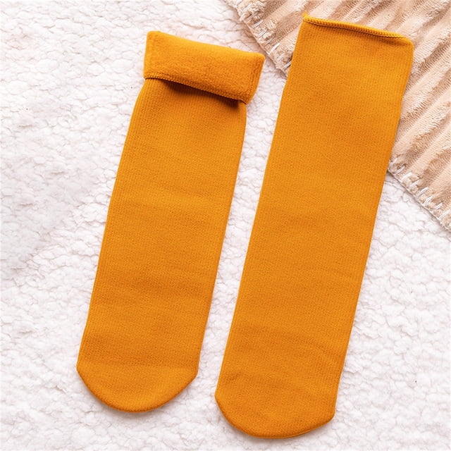 Under $10 Stockings Yellow Double Velvet Winter Thermal Socks Close Fitting Velvet Winter Thermal Socks Thickened Soft Velvet Snow Socks Comfortable Velvet Winter Thermal Socks