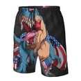 thumbnail image 2 of Yiaed Blue Dinosaur Print Men's Swim Trunks with Lining Quick Dry Sports Shorts Beach Shorts Boardshorts-Small, 2 of 5