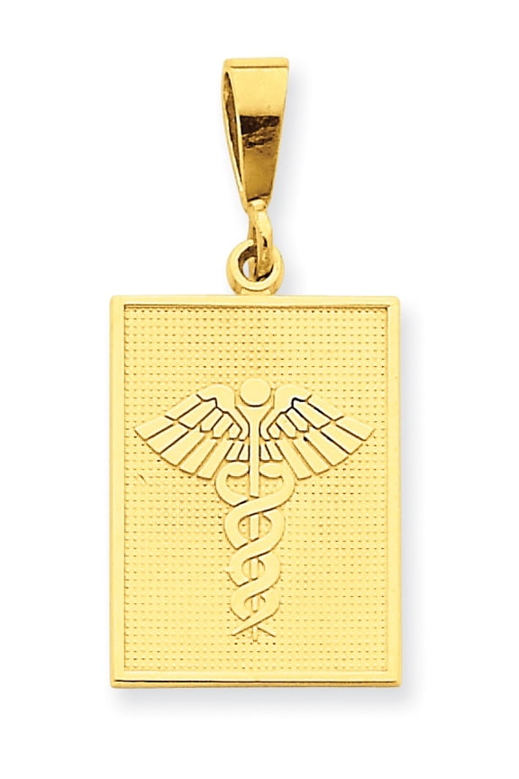 14k Yellow Gold Medical Caduceus Symbol Pendant Charm
