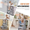 thumbnail image 4 of SKYSHALO Toddler Natural Pine Wood Kitchen Helper Step Stools, 34 inc, 4 of 9