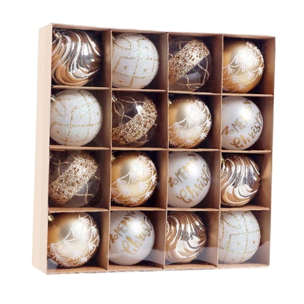 16x Adornos de Bolas de Navidad, Bolas de Decoración para Árboles de Navidad, Decoraciones Colgantes para Árboles de Navidad, para Guirnalda de Guirna Oro y