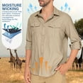 thumbnail image 4 of POENTAB Mens Safari Work Shirts Long Sleeve Hiking Fishing Tops UPF 50+ Quick Dry Camping Travel Button Down Shirt with Pockets, 4 of 10