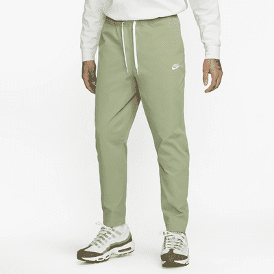 Nike Club Men's Woven Tapered Leg Pants Color: Oil Green/White Size: S