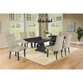 thumbnail image 2 of Ensemble Repas en Bois Gris Foncé avec Table Extensible et Chaises en Lin Beige, 2 of 6