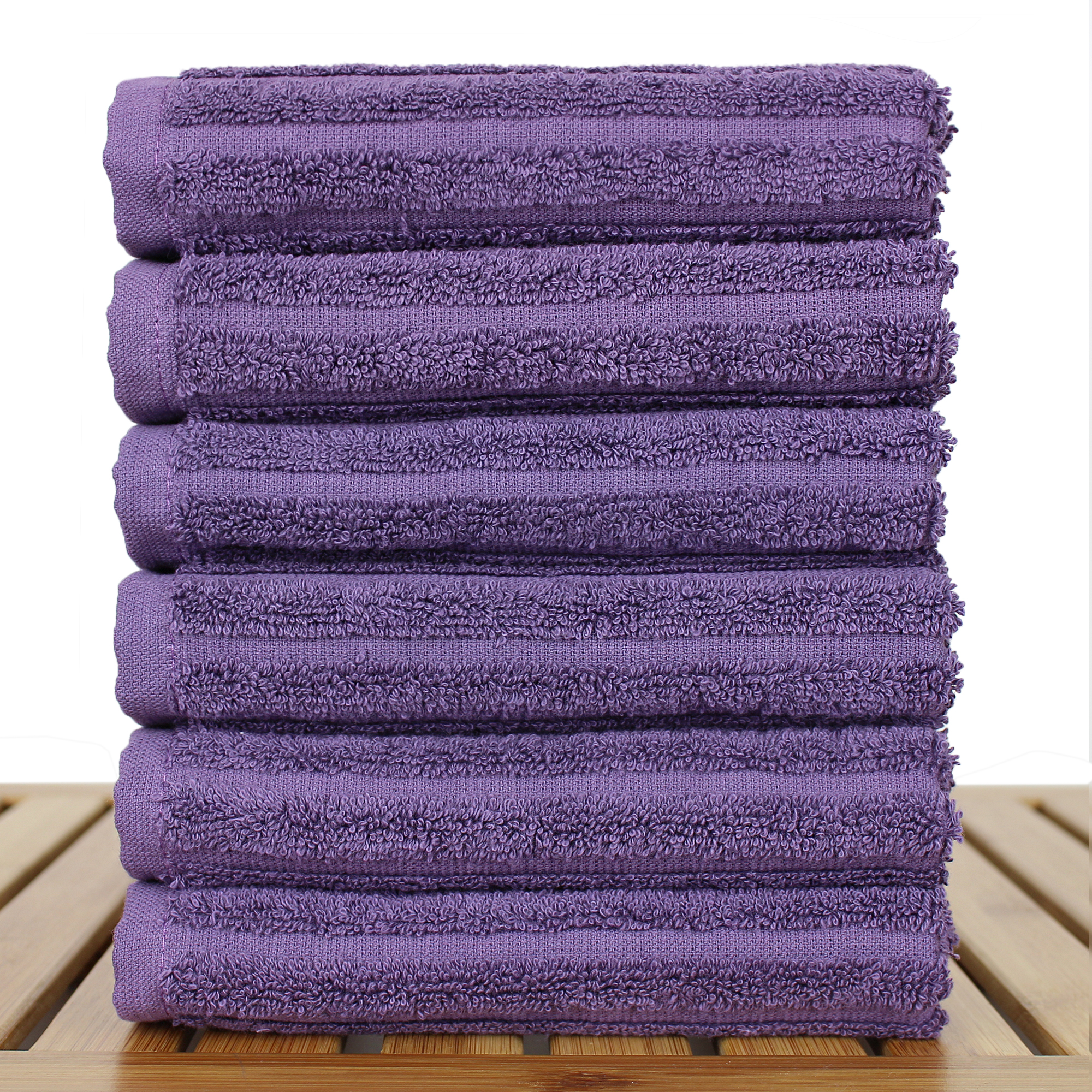 Luxury Hotel & Spa Towel Turkish Cotton Washcloths Plum Striped