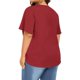 thumbnail image 4 of Conjuntos de trabajo para mujer,Camiseta de cuello en V de talla grande, blusa informal de manga corta, mezcla de poliéster y elastano, corte holgado para uso diario, sopatenor, 4 of 8