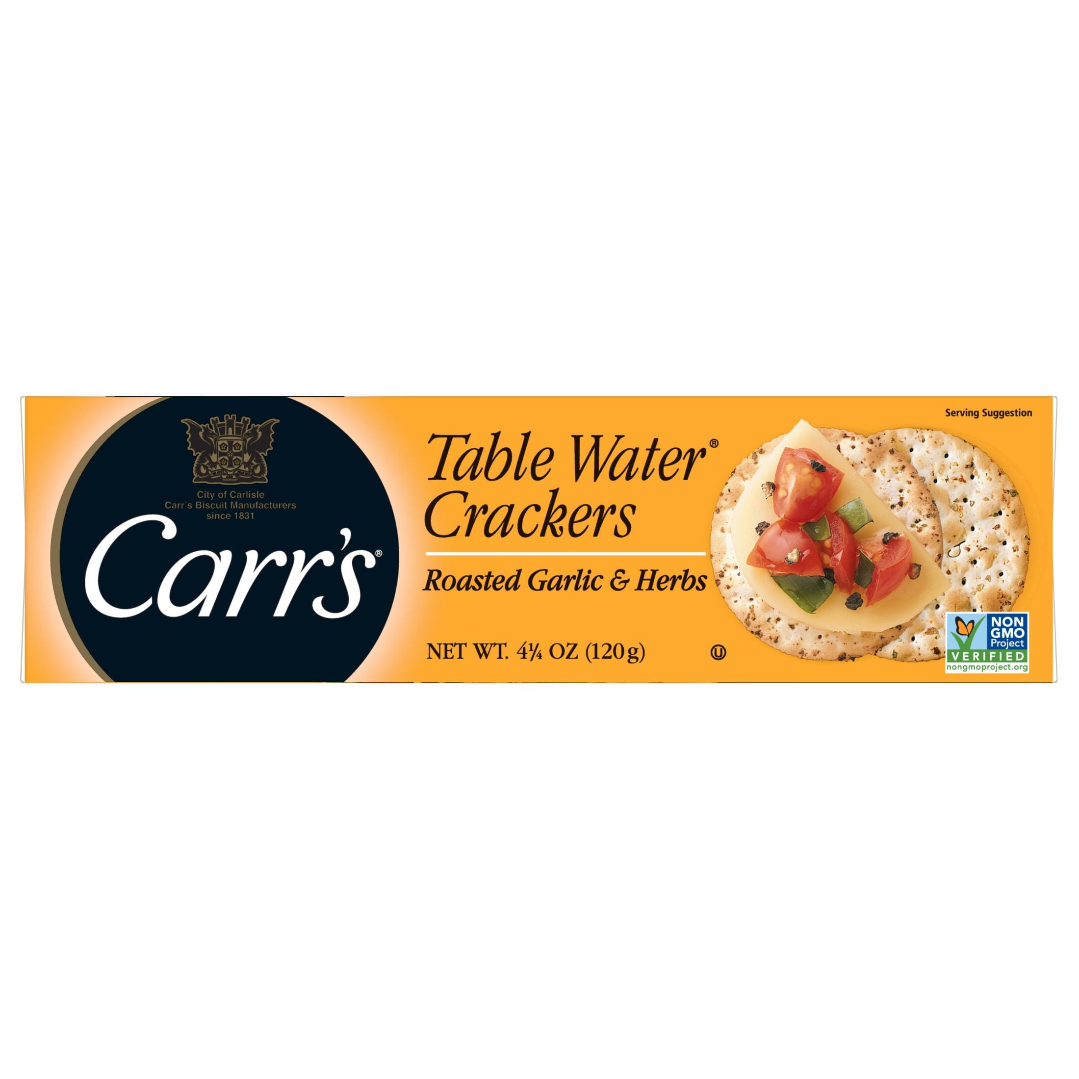 Carr's Roasted Garlic and Herbs Table Water Crackers, 4.5 oz - Walmart.com