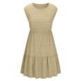 thumbnail image 4 of LIaqionyy Womens Dresses Summer Crew Neck Beach Casual Loose Flowy Dress Vacation Sundress with Pockets, 4 of 7
