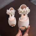 thumbnail image 2 of Povozer Girls Sandals Low Heel Dress Ankle Flower Shoes Toddler Kid Girls(Beige,11), 2 of 4