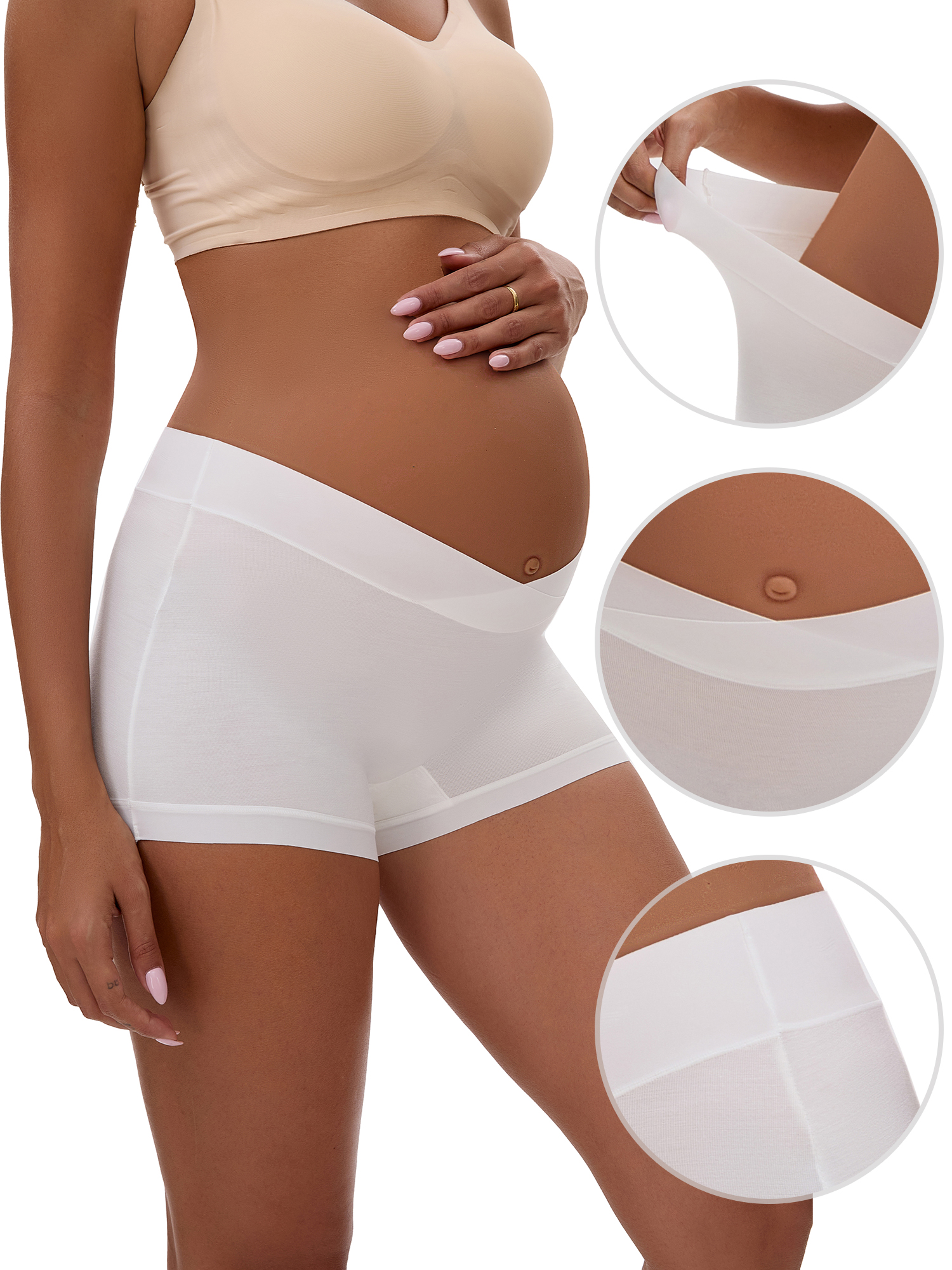 Unique Bargains Women's Low Waist Pregnancy Seamless Ladies Panties 3XL White