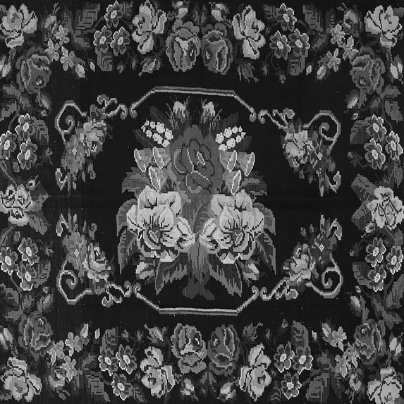 Ahgly Company Indoor Square Medallion Gray French Area Rugs, 8' Square