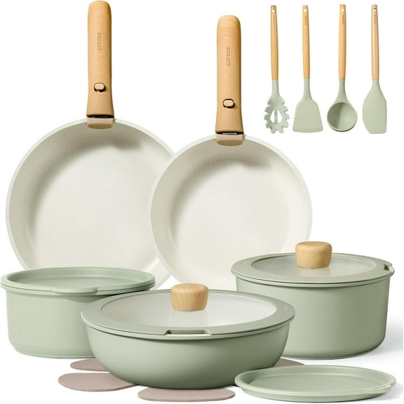 Pots and Pans Set, Nonstick Cookware Set Detachable Handle, 19pcs Induction Kitchen Cookware Sets Non Stick with Removable Handle, RV Cookware Set, Oven Safe,