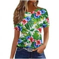 thumbnail image 5 of Sakmal Green Shirts Women's Dolman Hawaiian Short Sleeve Graphic Tees Tropical T-Shirts Business Casual Tops for Women, 5 of 5