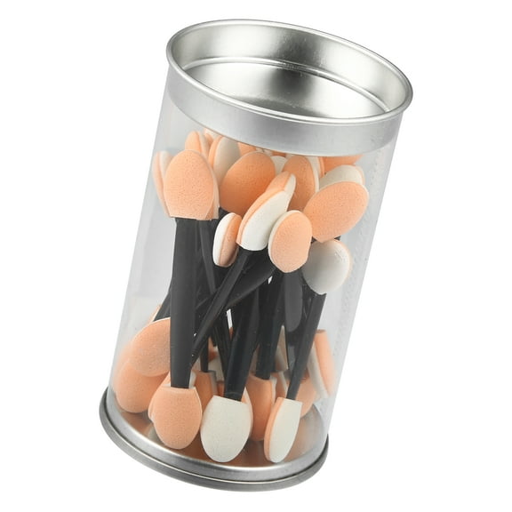Unique Bargains 25PCS Dual Sides Eye Shadow Brushes Sponge Applicators Makeup Eyeshadow Brushes Black with Container