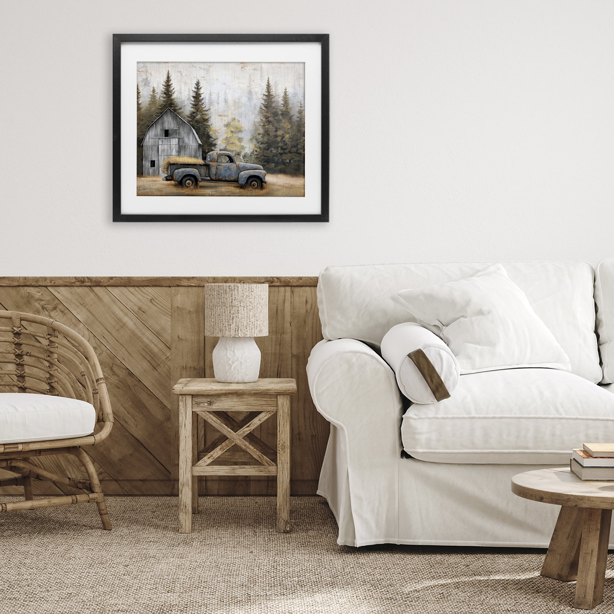 Stupell Industries Autumn Barn & Pine Forest Black Framed Print Under Glass, design by Imagine It Images