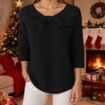 thumbnail image 2 of Women's Knit Bow Sweater Solid Color Pullover Top, 2 of 6