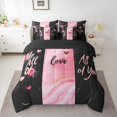 thumbnail image 2 of Feelyou Happy Valentine's Day Comforter Set 7pcs, Marble Black Pink Full Bedding Set, 2 of 8