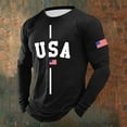 thumbnail image 2 of Letdown 1 Pack Men's Long Sleeve T Shirts U_S_A Letter Print Crew Neck Baseball Tops Raglan Athletic Casual Tees Casual Wear (02-Black, XXXL), 2 of 5