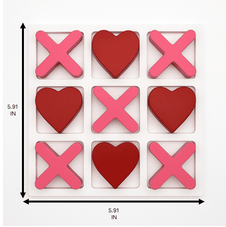Way To Celebrate! 5.91in Red and Pink Tic Tac Toe Game, Valentine’s Day Tabletop Decoration