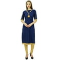 thumbnail image 4 of Bimba Women's Khadi Cotton Tunic Chic Kurta Kurti With Handmade Necklace Attached Clothing, 4 of 9
