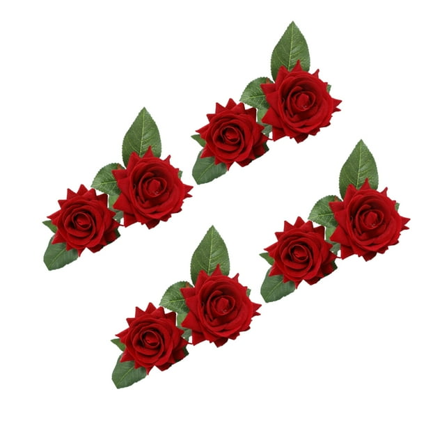 Flores artificiales Naiovety 4X decoración de boda realista rojo