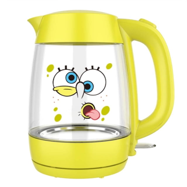 Tetera de Vidrio Bob Esponja 1.7 Litros Mueca Amarillo