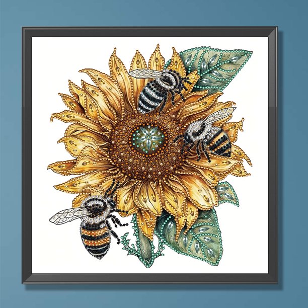 5D bricolaje taladro parcial diamante pintura girasol abeja decoración del hogar (XD065) FLhrweasw Nuevo
